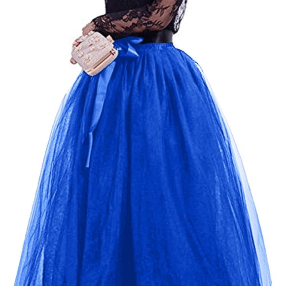Women Plus And Regular Size Long Maxi A-Line Tutu Tulle Skirt - Picture 3 of 4